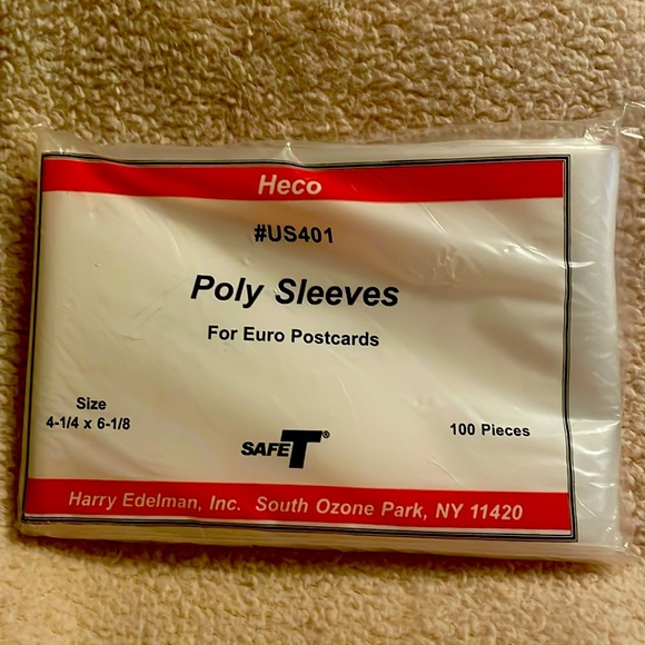 HECO #US401 Poly Sleeves for Euro Postcards. 100 count. 4-1/4by 6-1/8. New. - Picture 1 of 2